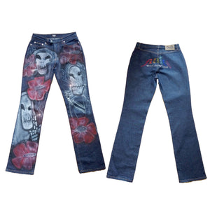 AIRBRUSH & FLEXICO RHINE STONE ON D&G JEANS 23/43 SIZE WOMENS